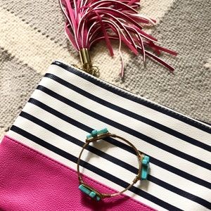 Turquoise Cross and Copper Wired Bangle One Size